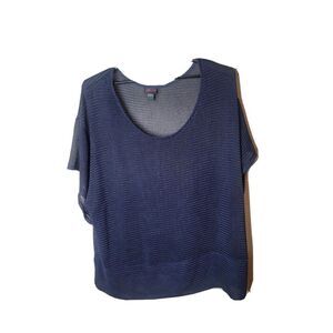 Torrid Size 4 Boxy Women's Blue Lagenlook Shirt Plus Size 4X Open Knit t15